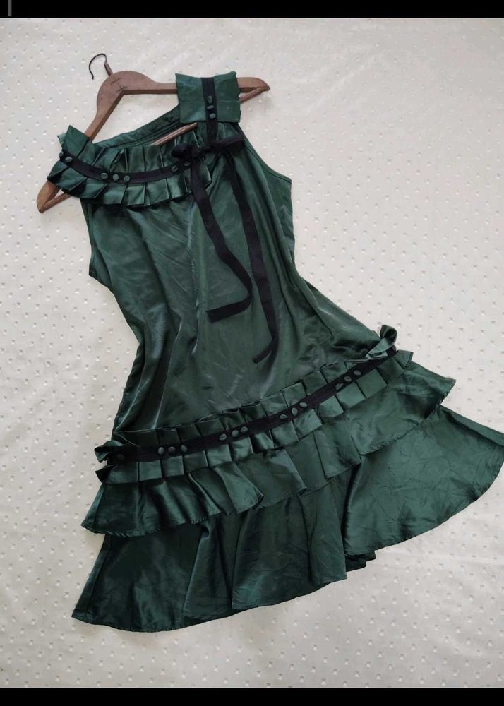 Emerald Green Ruffle Dress