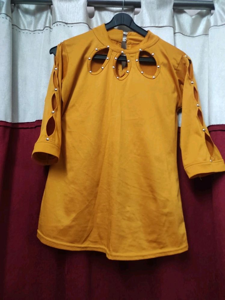 Beautiful Yellow Cutwork Top