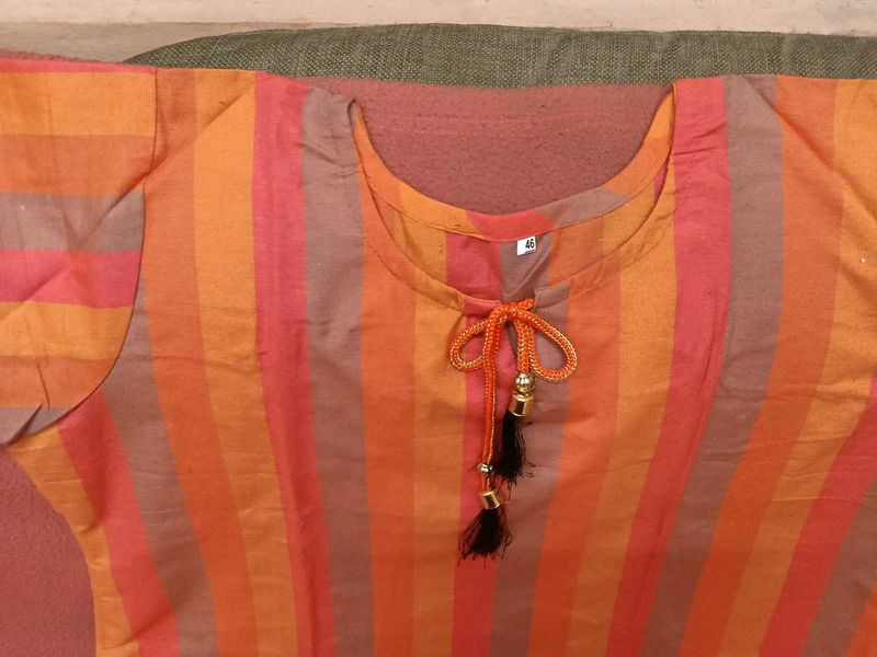 Brand New Striped Orange Women's Kurta