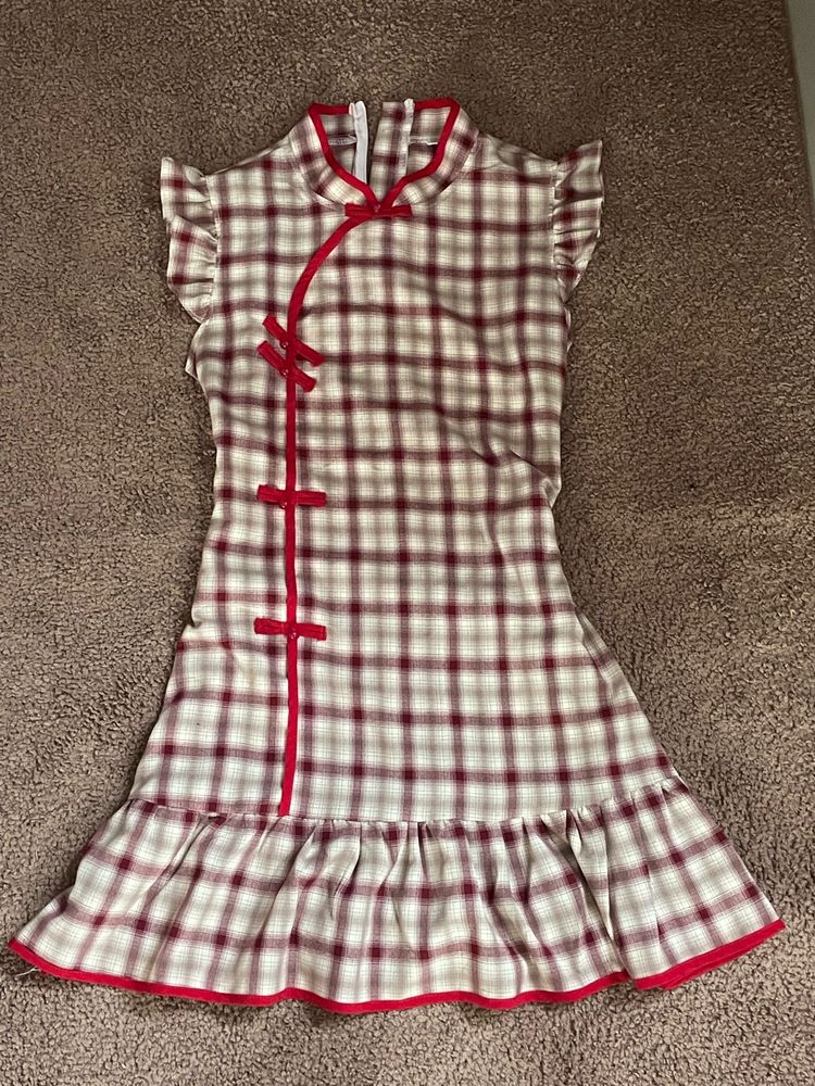 Plaid Cheongsam Dress