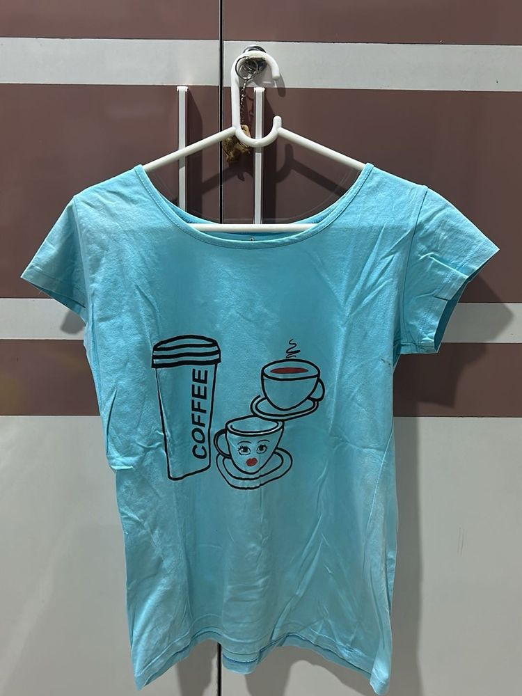 Coffee Graphic T-Shirt - Light Blue