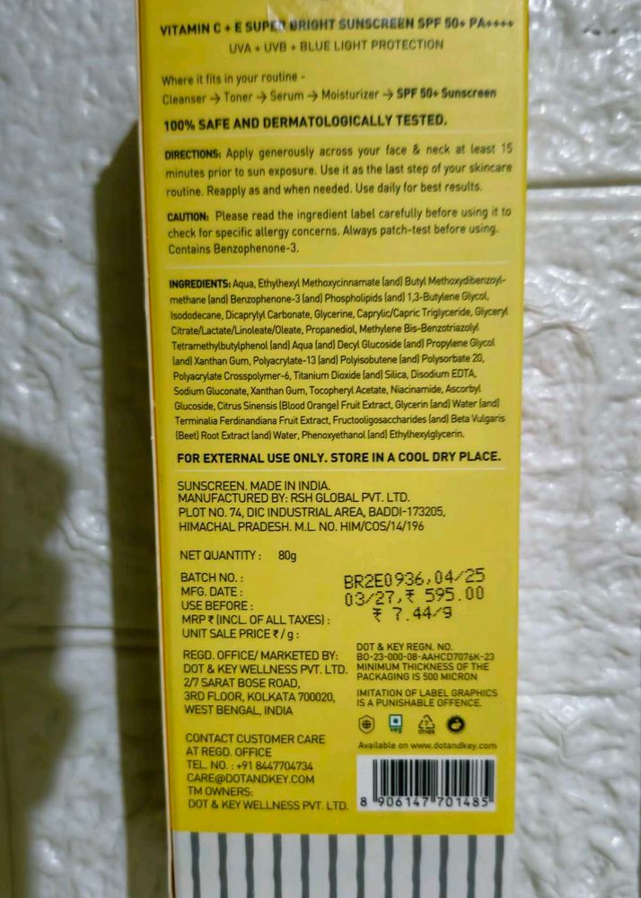Dot And Key Vitamin C &amp; E Superbright Sunscreen