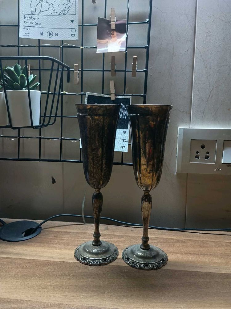 vintage silver-plated wine goblets