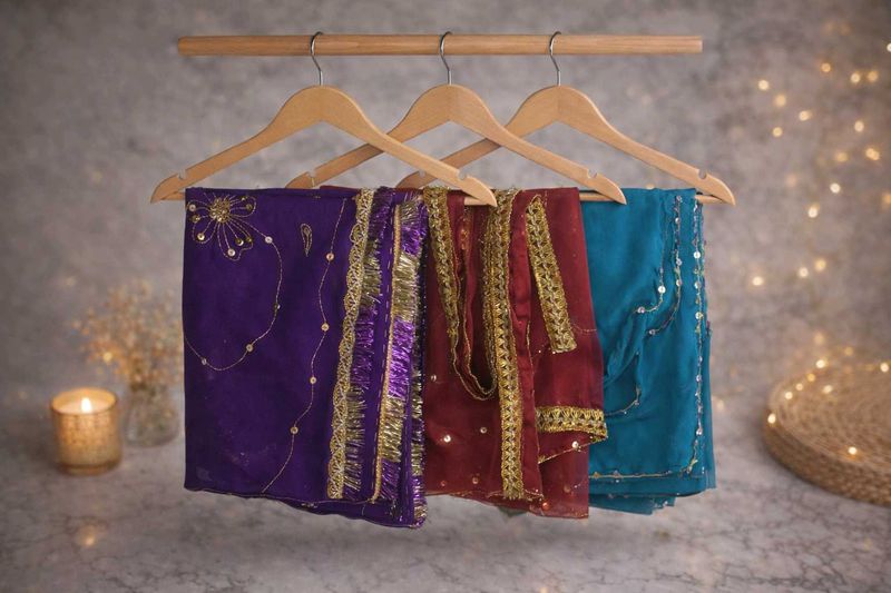 Elegant Ethnic Dupatta - Set of Three