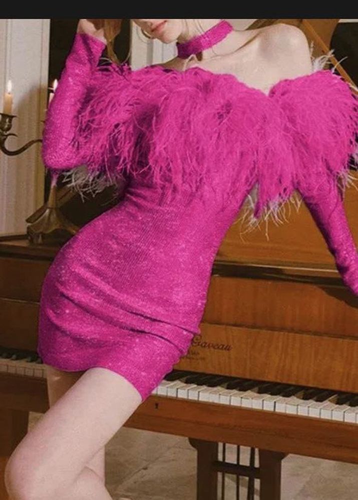 Pink Feather Party Dress