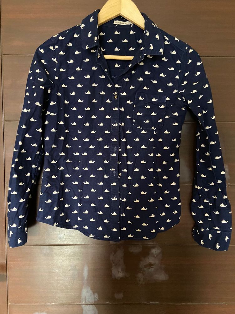 Women’s Dolphin Print Navy Blue (S)Shirt
