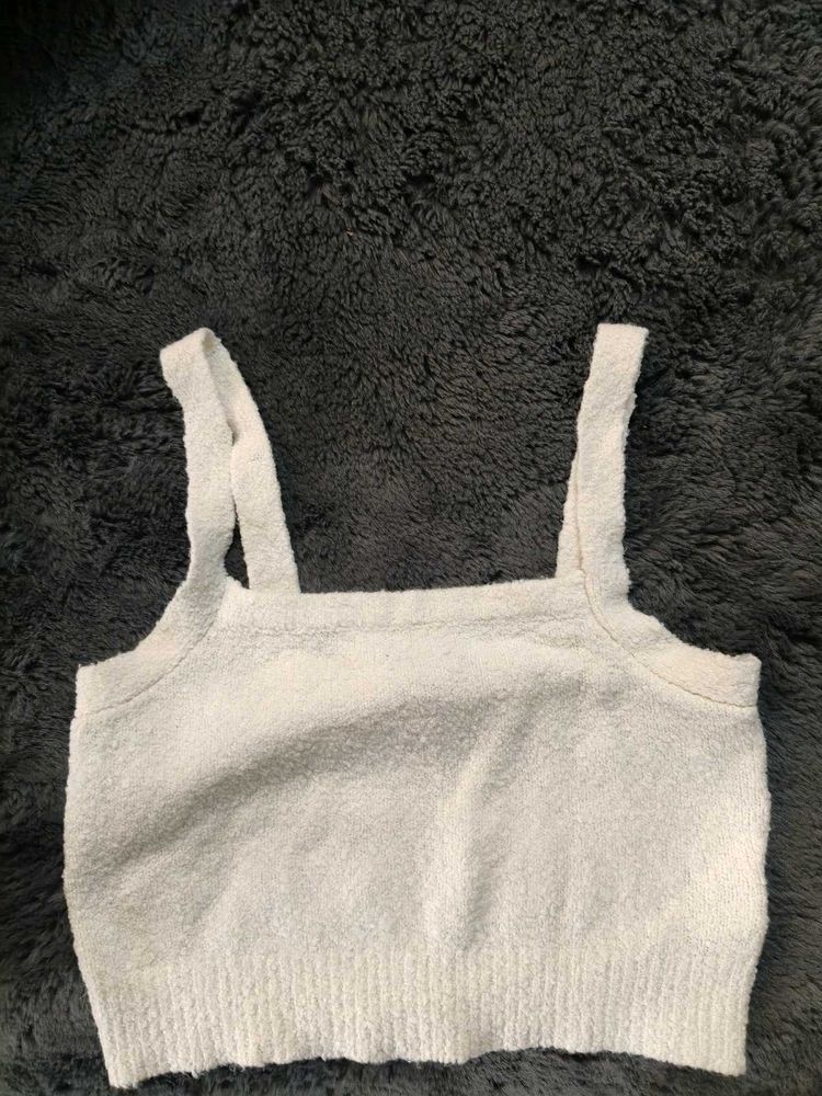 White Cropped Tank Top