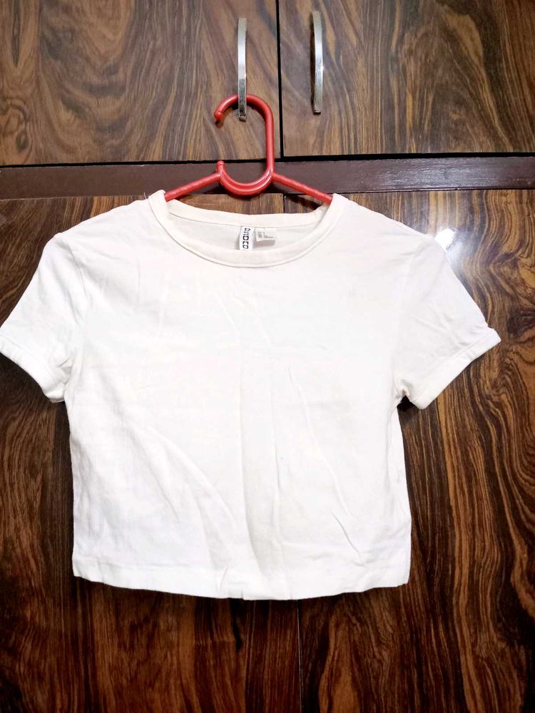 H&amp;m white crop top