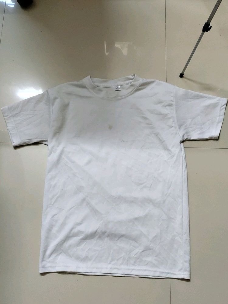white polyester top