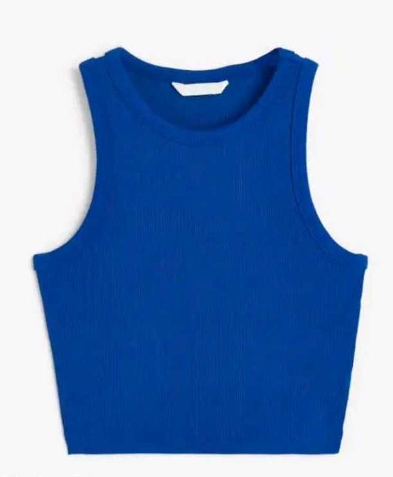 Blue Ribbed Tank Top