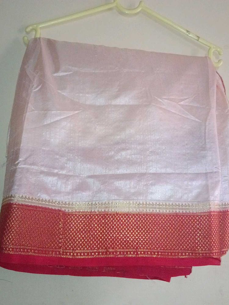 White And 🍒 Red Saree