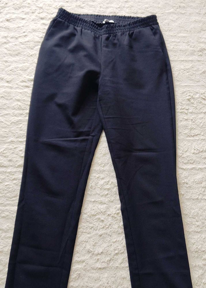 Navy Blue Elastic Waist Pants
