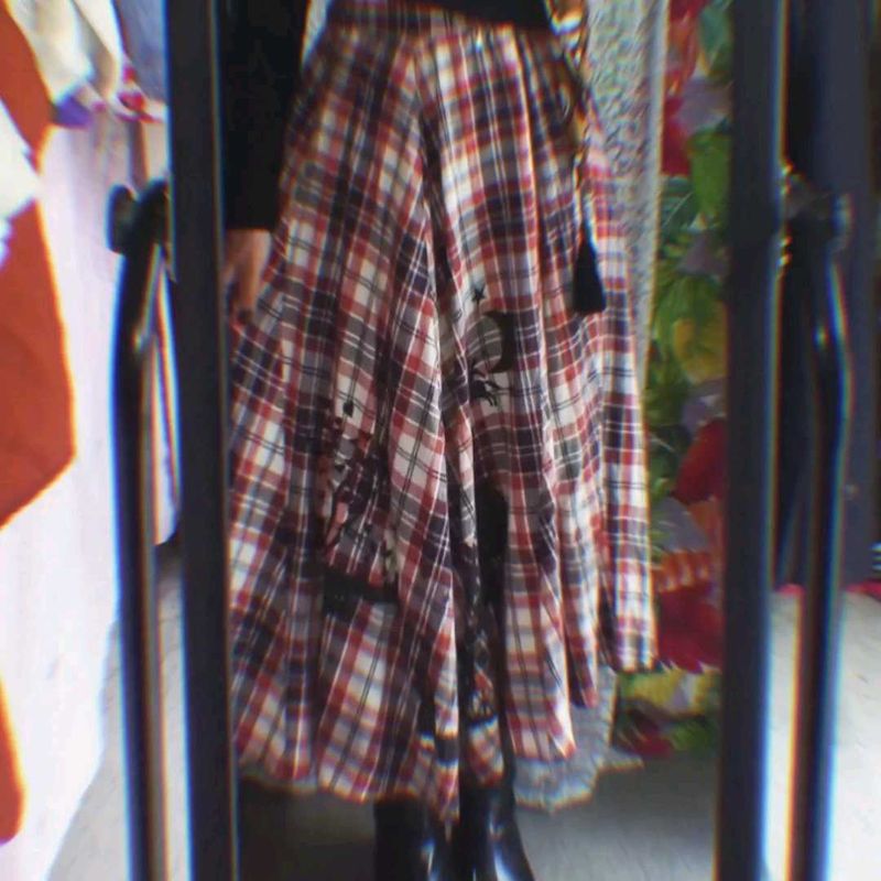 Vintage Plaid Midi Skirt