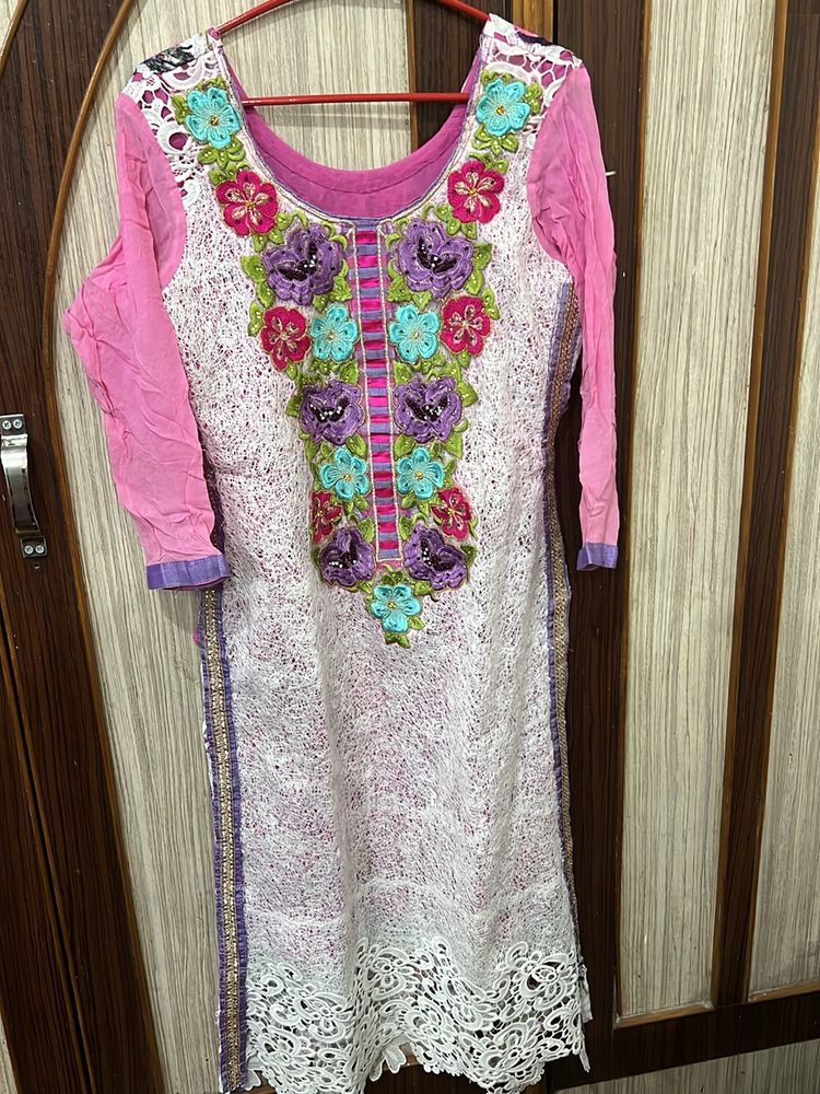 Pakistani Embroidered Lace Work Suit