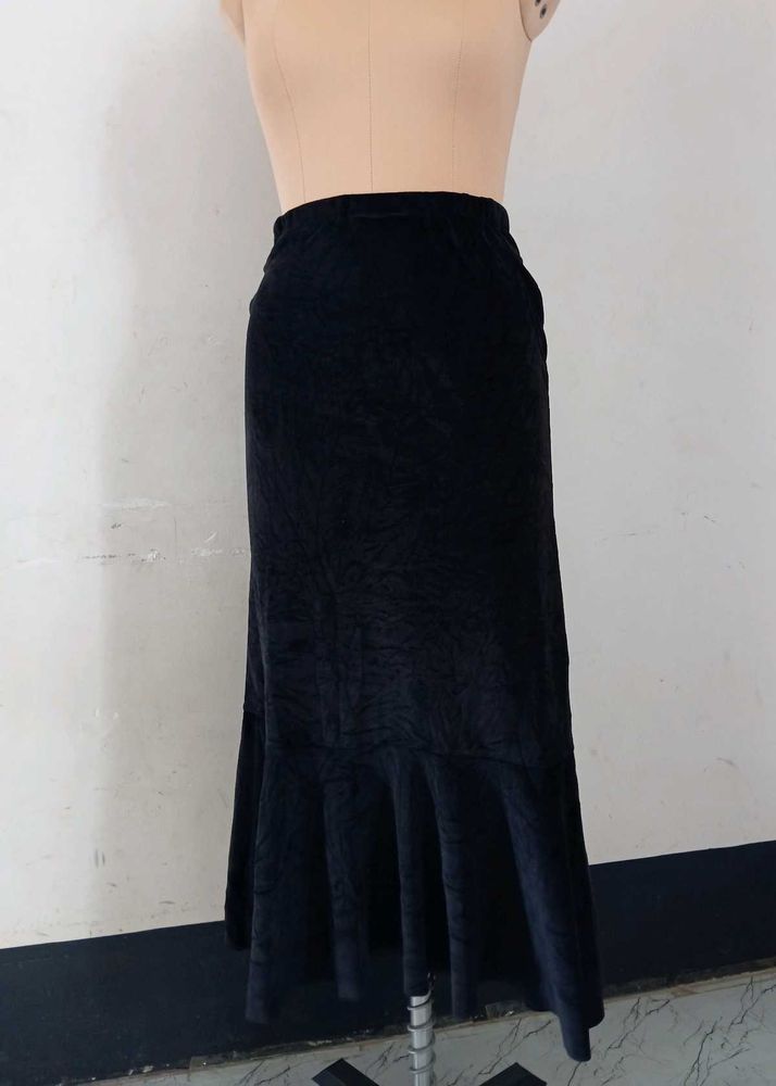 Vintage Black Velvet Maxi Skirt