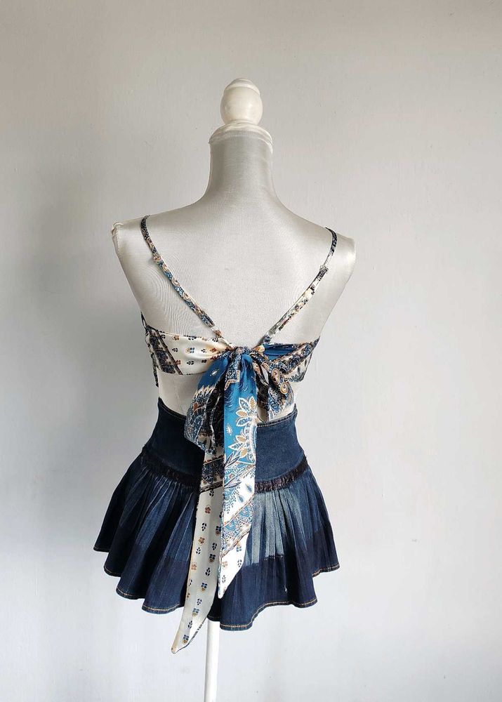 Satin tie back Cami bandana Top