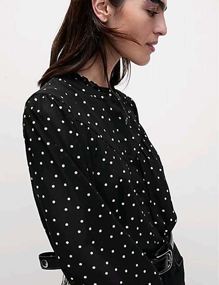 Polka Dot Blouse Shirt Top Office Wear