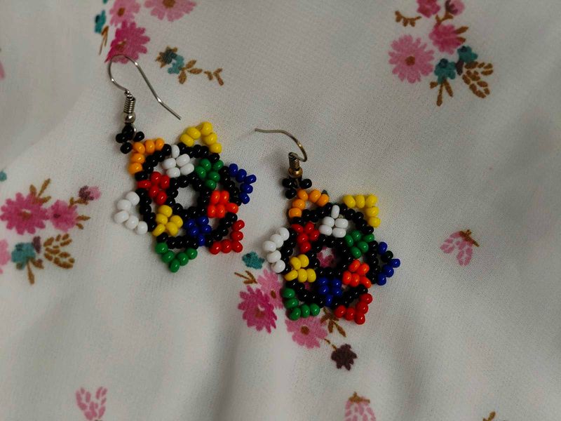 Handmade Beaded Flower Earrings