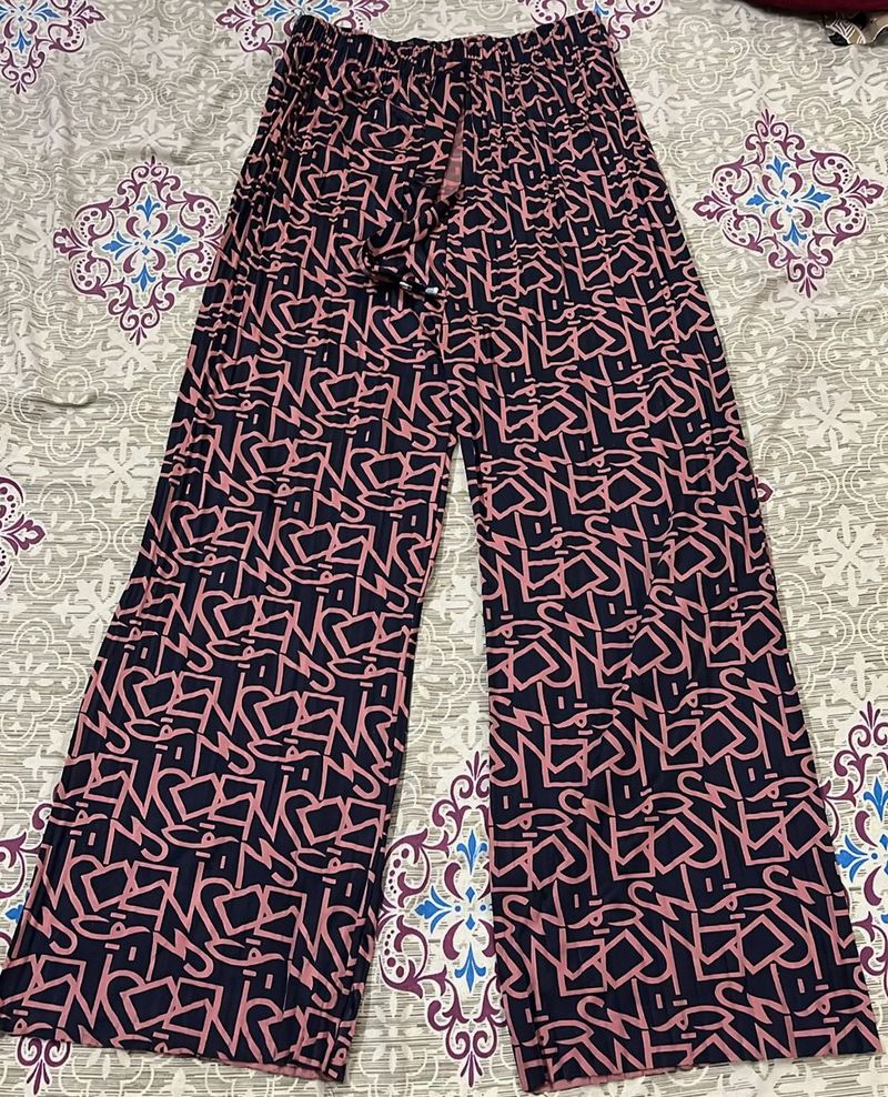 Patterned Wide Leg Pants