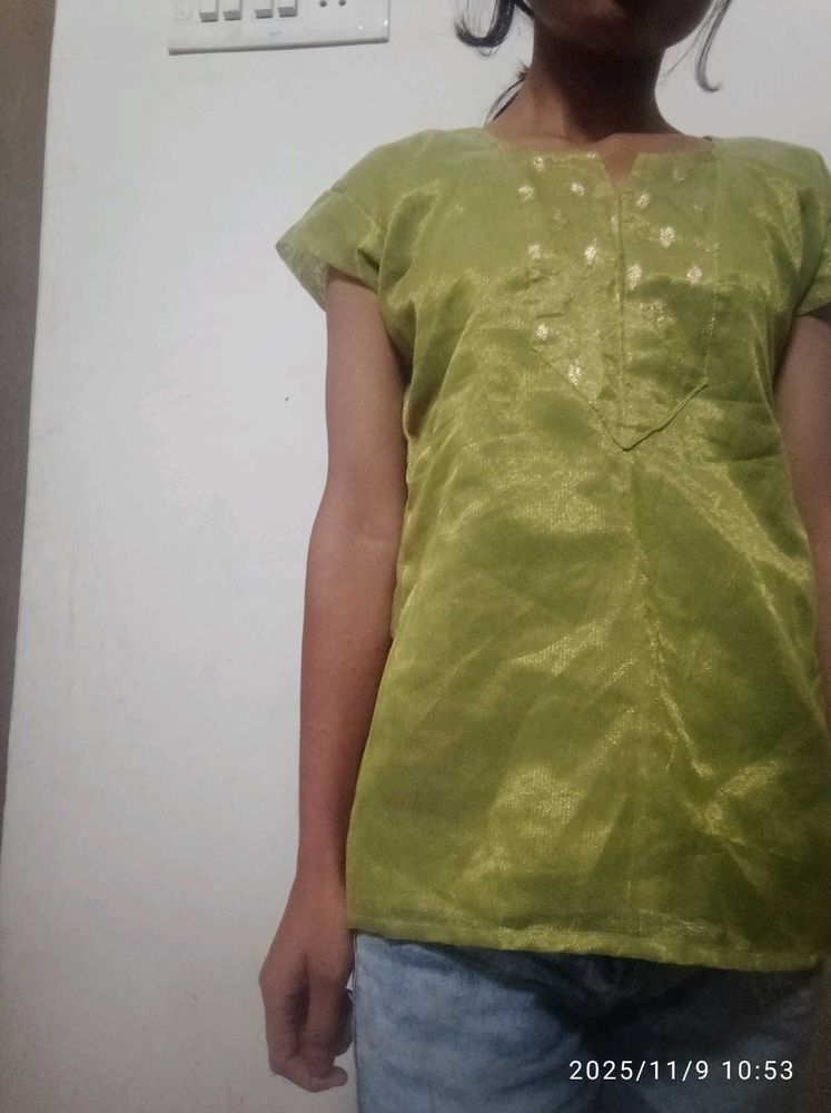 Green Embellished Top