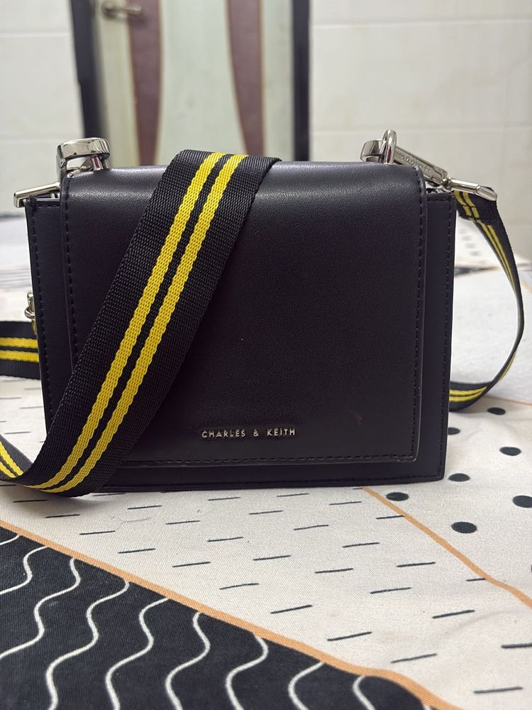 Charles And Keith Black Bag With Nylon Strap