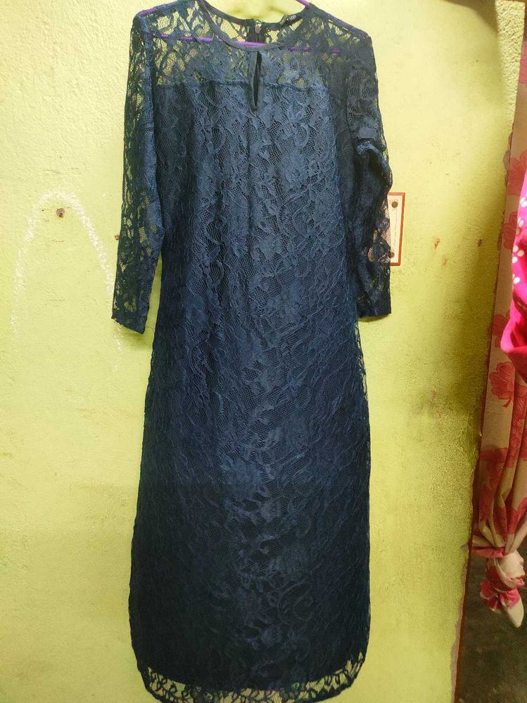 Navy blue Net Bodycon Dress