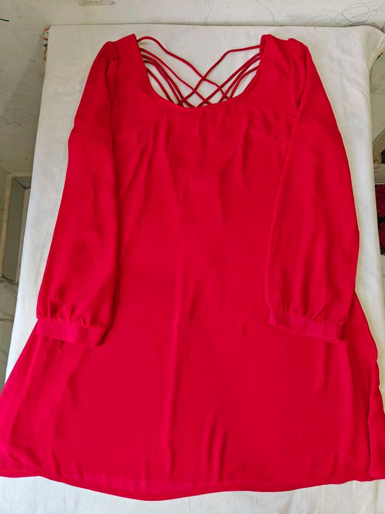 ⚡⚡ lighting fast deal⚡Chic Red Long Sleeve Mini Dr