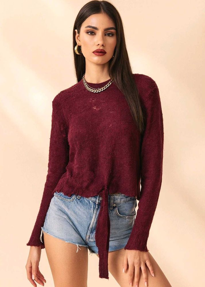 🎀Cute Knitted Front Tie Sweater B