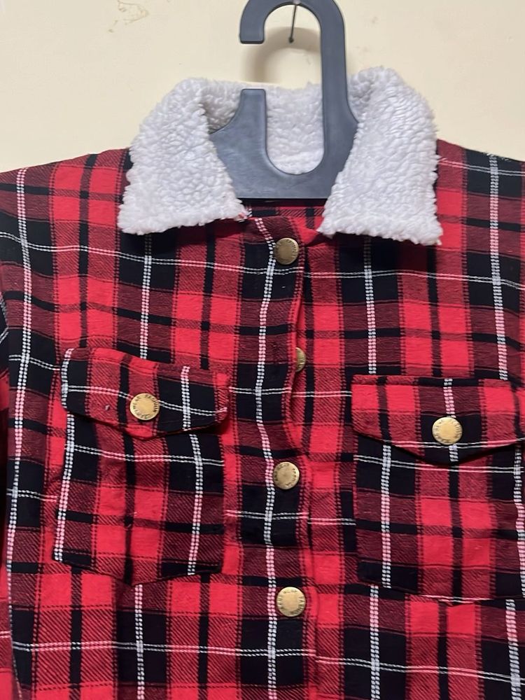Red Plaid Sherpa Jacket