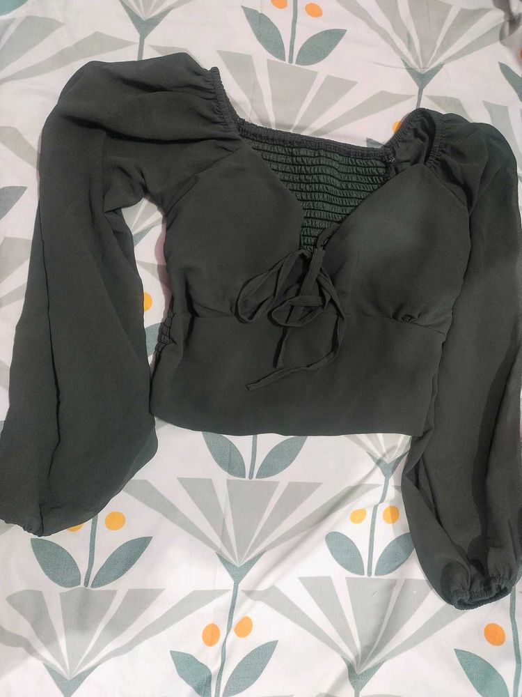 Olive Green Long Sleeve Top