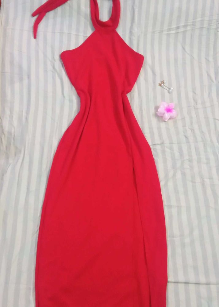 Red Halter Maxi Dress