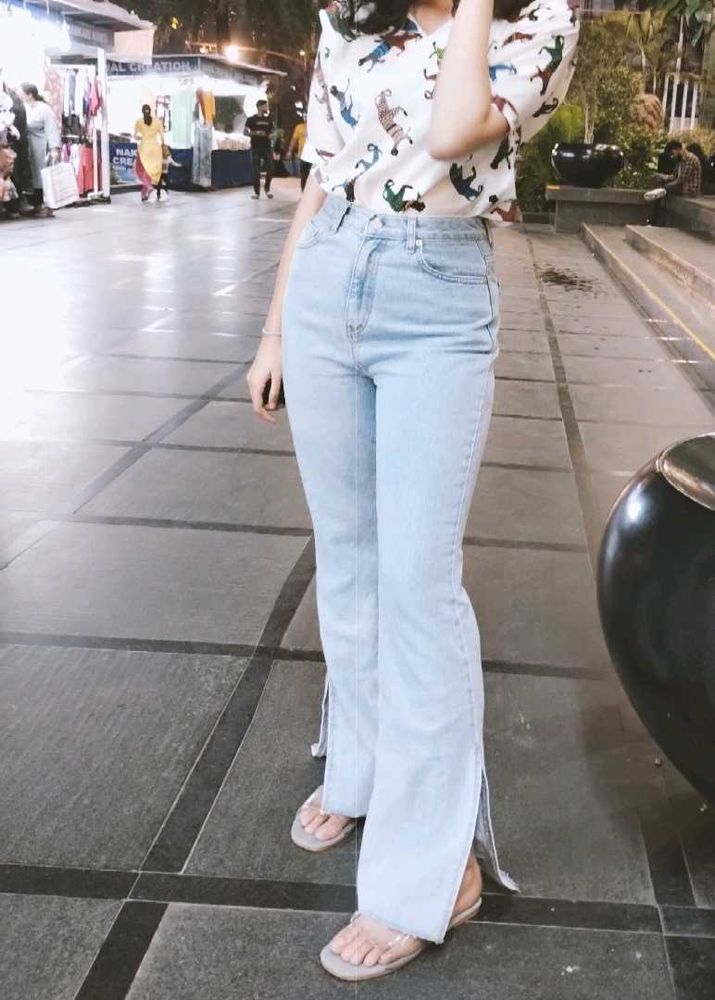 Loveaholic High Waist Side Slit Bootcut Jeans 🌷