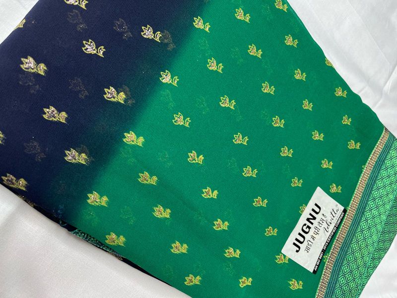 Beautiful Green And blue Saree For Women