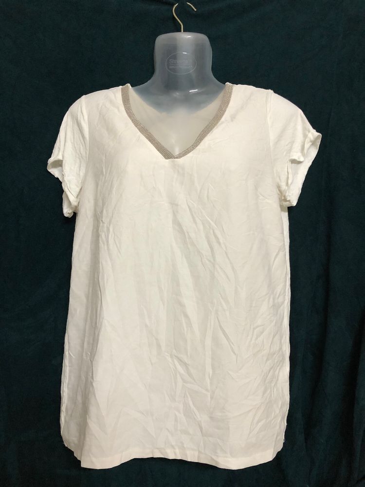 Cache Short Sleeve White Top