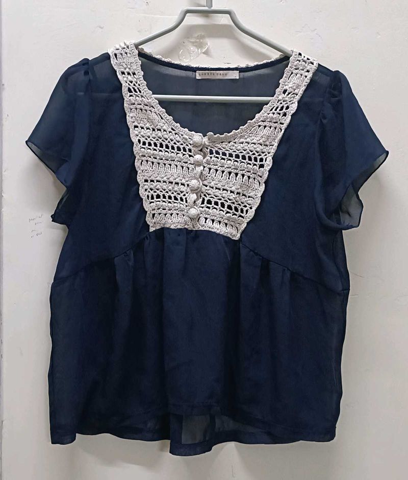 Vintage Blue Transparent Top