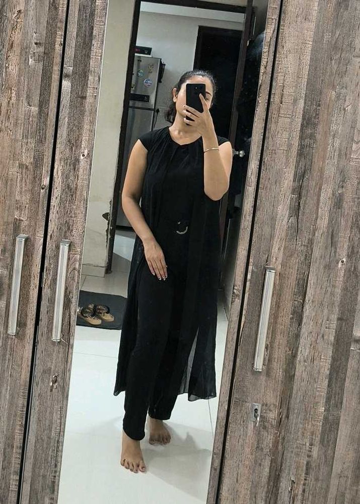 Elegant Black Jumpsuit with Cape