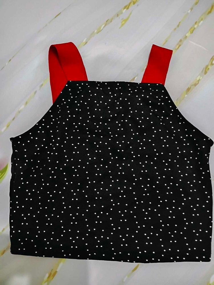 (960)Polka Dot Crop Top