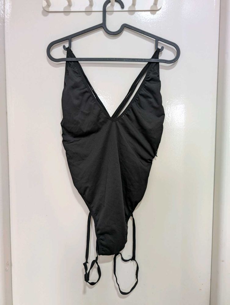 Black Bodysuit With Thigh Garters