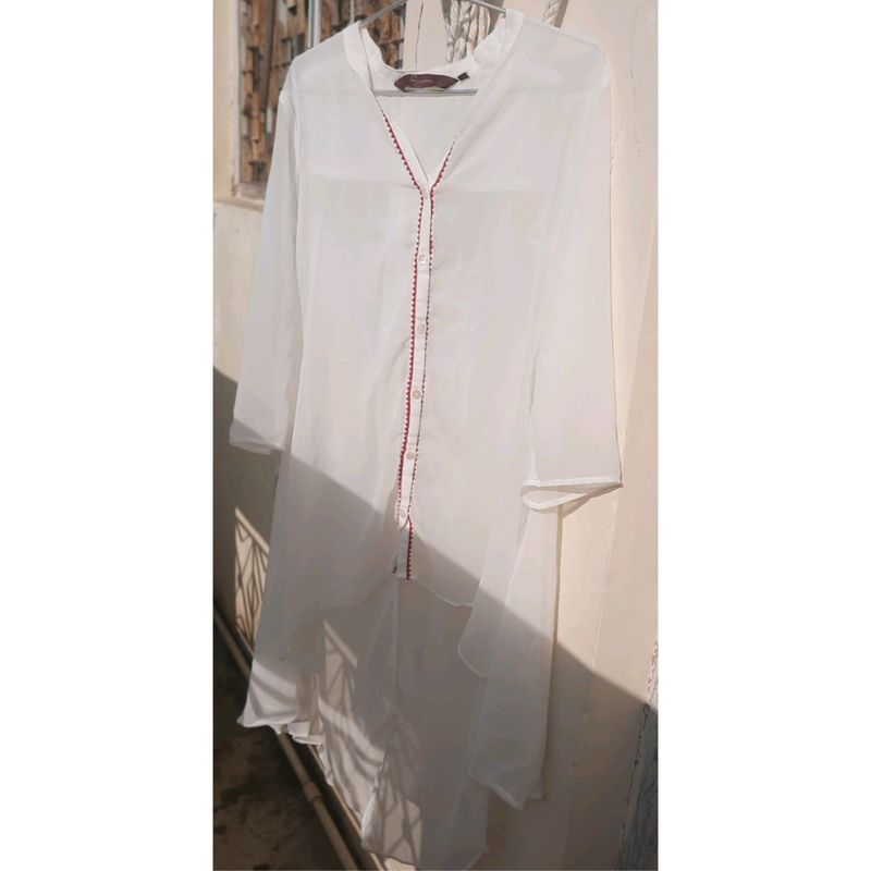 White Color High Low Shirt