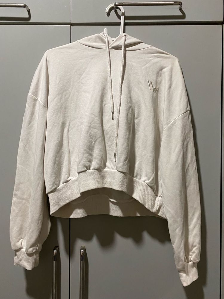 White Cropped Hoodie