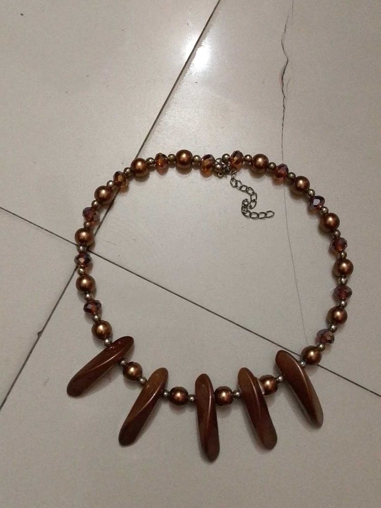 Brown Beaded Statement Necklace