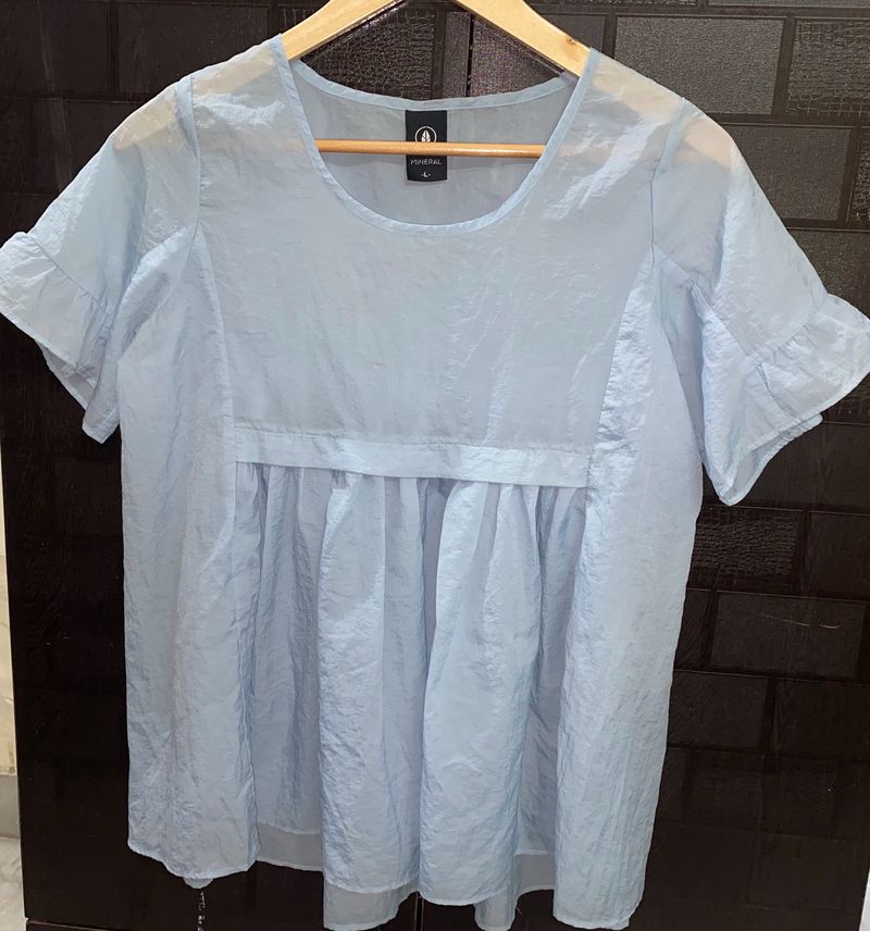 Sheer Umbrella Top- Greyish Blue