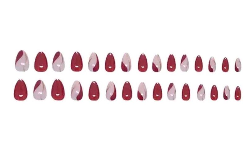 Burgundy Swirl Press-On Nails