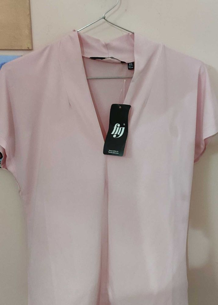Pink V-Neck Blouse