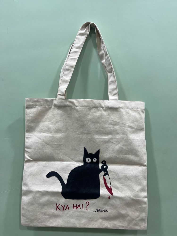 Canvas Tote Bag - Quirky Cat Design