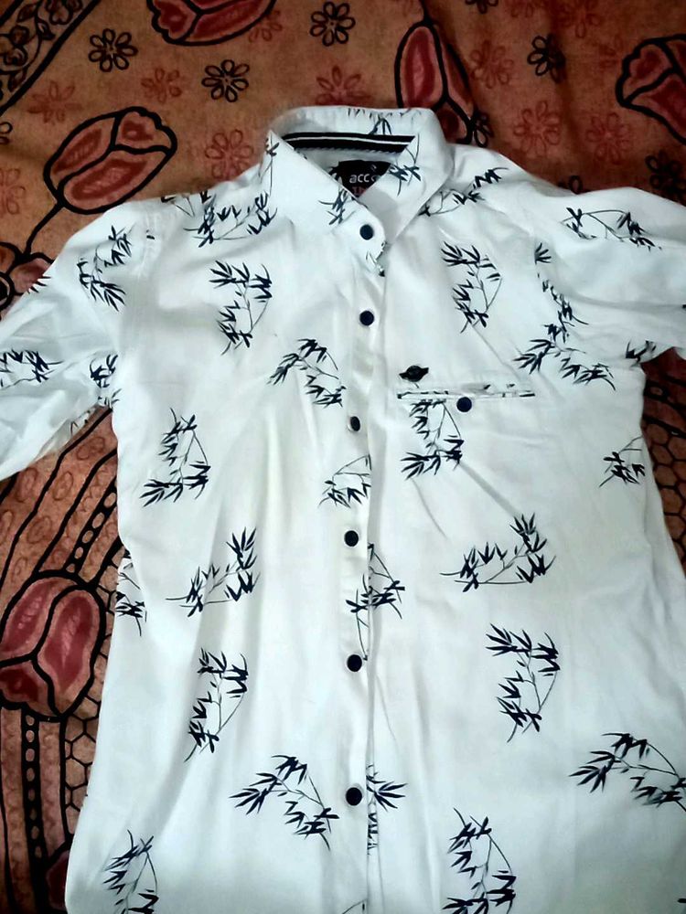 Printed White Shirt