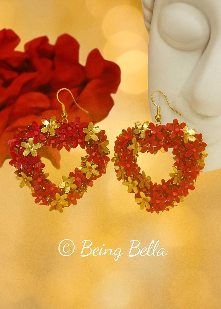 Floral Heart Hoops Earrings