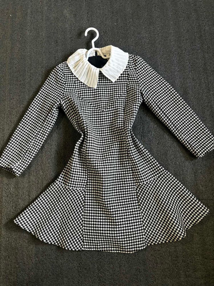 Women Houndstooth Fit &amp; Flare Dress