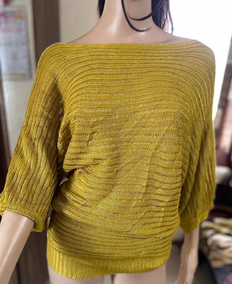 Drop Shoulder Mustard Top