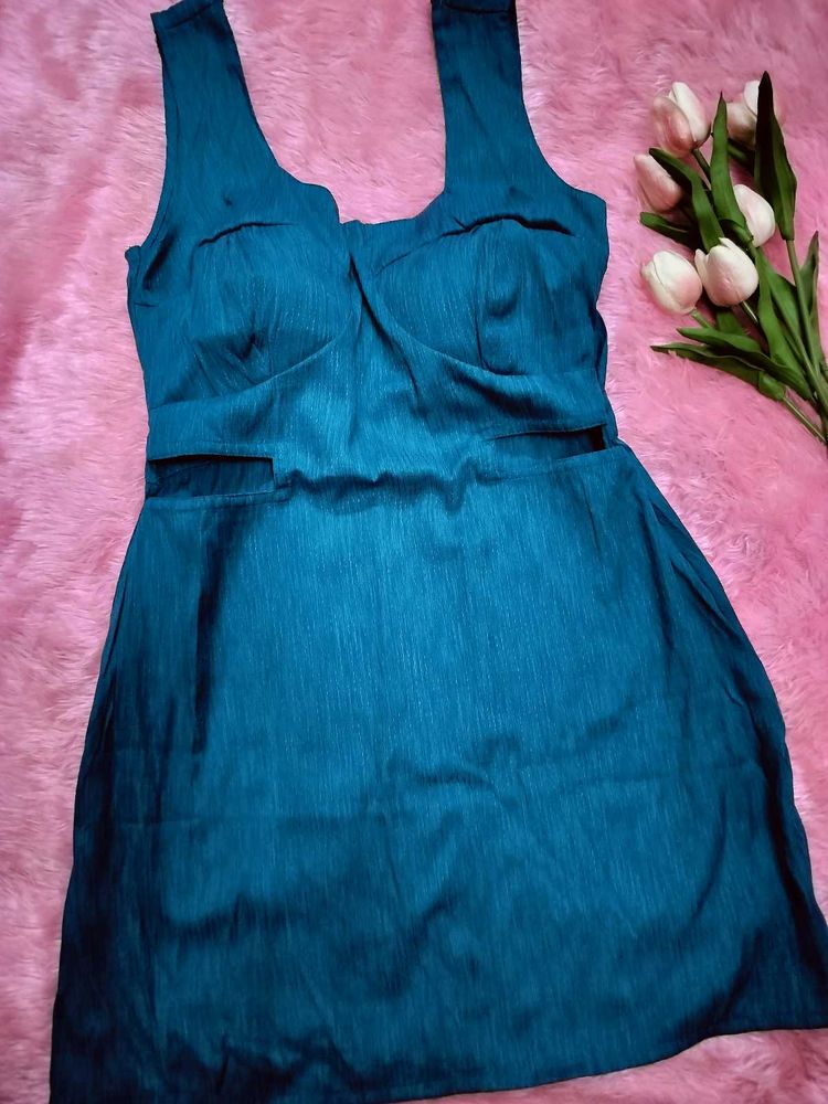 Teal Cutout Mini Dress